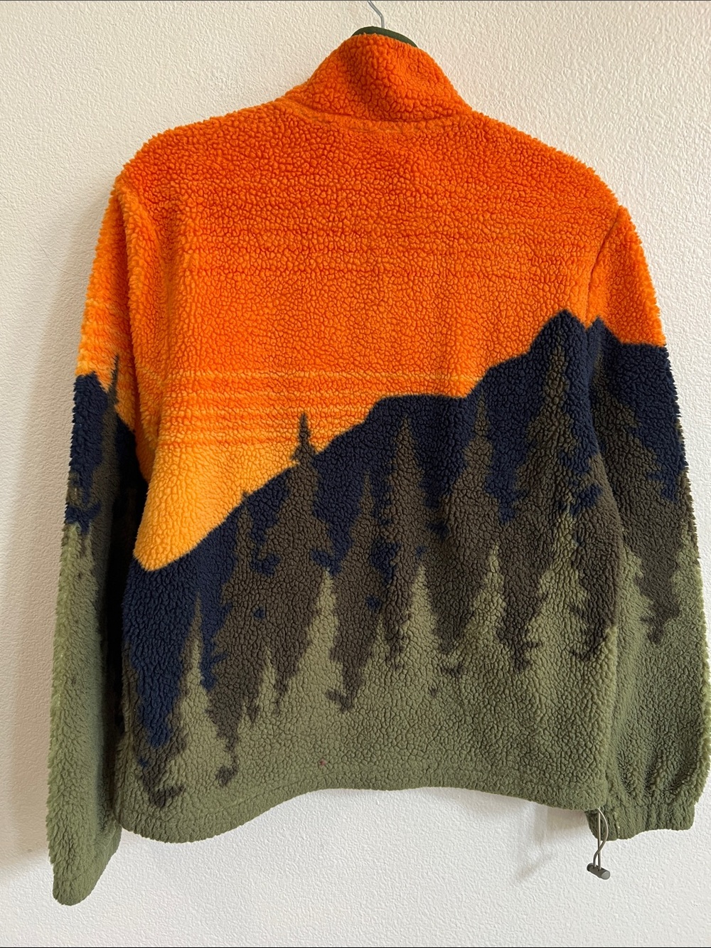 SUN + STONE Men's Terrain Sherpa Fleece Quarter Zip Sweatshirt Green/Orange S - Picture 13 of 13